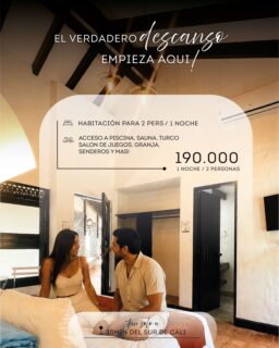 Entre naturaleza, silencio y espacios pensados para descansar, encontrarás diferentes formas de vivir la experiencia:
habitaciones estándar, suites у villas. ✨🍃

Pregunta por todas nuestras opciones de alojamiento vía
WhatsApp - 313 589 5222

#Cali #ValleDe|Cauca #QueHacerEnCali #HotelCampestre

140.000M2 de zonas verdes, lago, granja, piscina, sauna, turco, sendero, restaurante. Cafe / bar y muchos espacios parq disfrutar, con una vista única al Valle! ☀️

Pregunta por todas nuestras opciones de alojamiento vía
WhatsApp - 313 589 5222

#Cali #ValleDe|Cauca #QueHacerEnCali #HotelCampestre